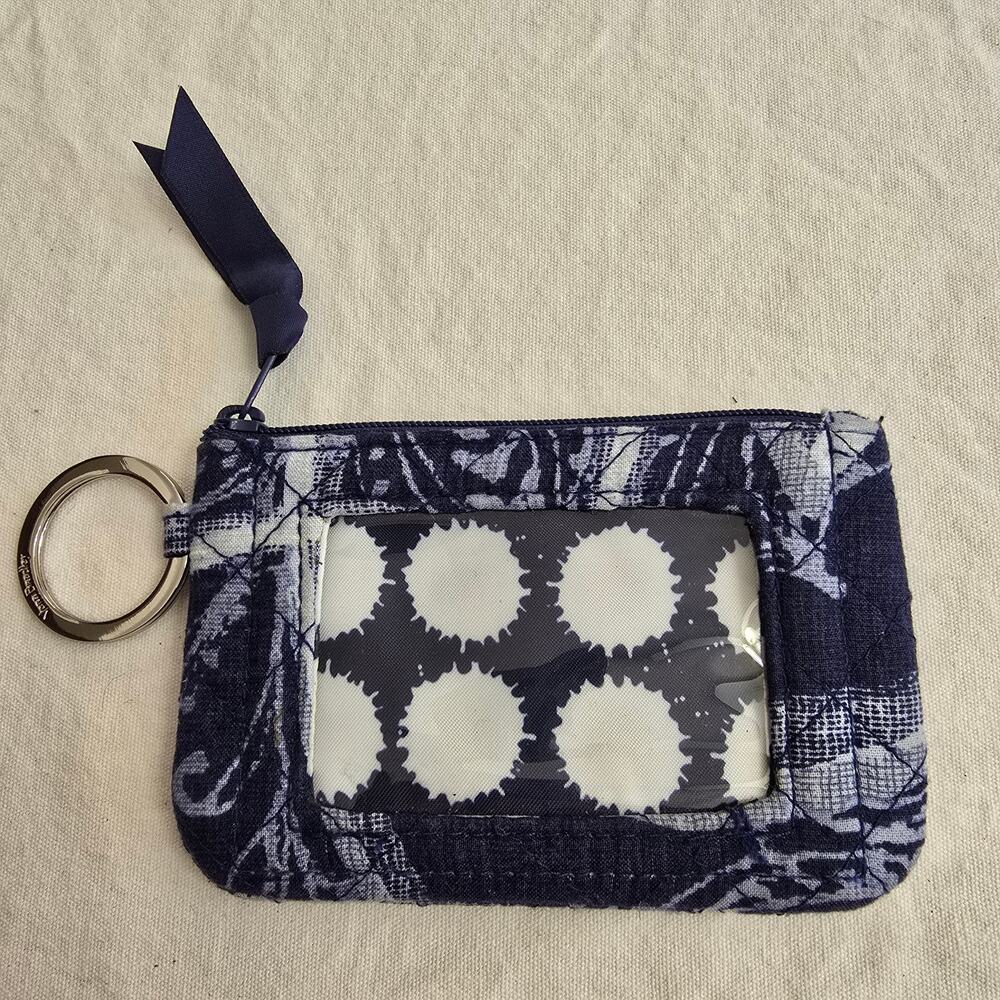Vera Bradley Zip ID Case Navy Blue Paisley White